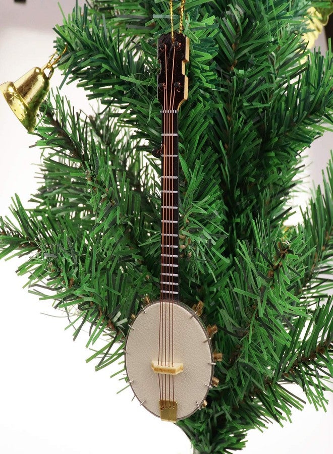 Dselvgvu Wooden String Miniature Banjo Hanging Ornament Mini Musical Instrument Replica Holiday Tree Home Decoration Display Ornament (5.51" Banjo) - Image 4